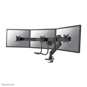 Full Motion Dual Desk Mount With Crossbar And Handle Height Adjustable Gas Spring- Black