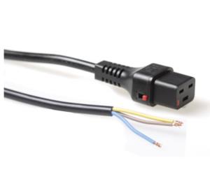 Connection Cable - 230v C19 Lockable - Open End Black