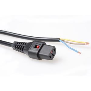 Connection Cable - 230v C13 Lockable - Open End Black
